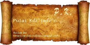 Pulai Kálmán névjegykártya